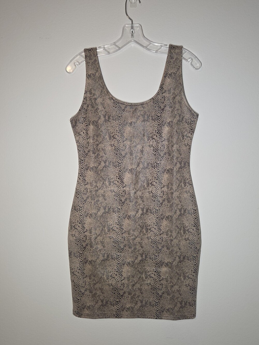 Haute Monde Taupe Snake-Print Mini Bodycon Dress